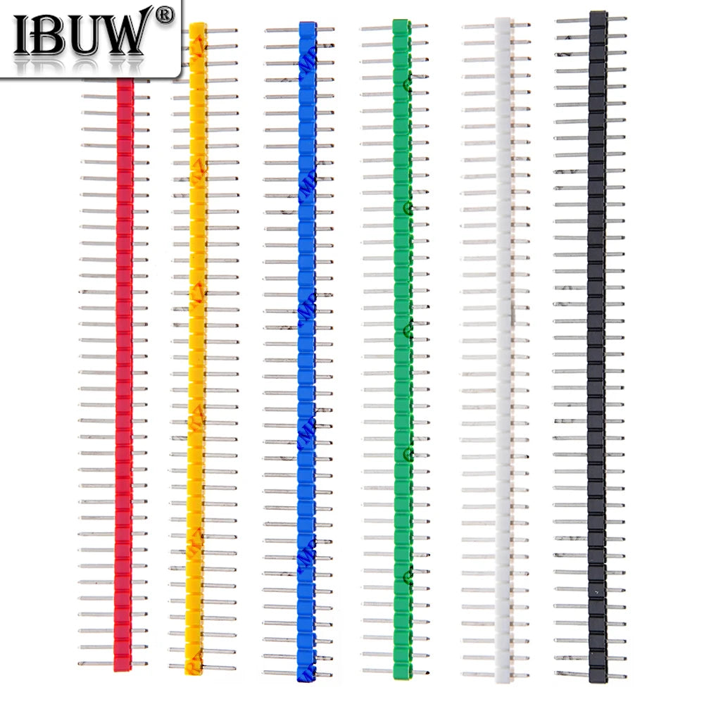 10PCS 1X40P 2.54mm Single Row Male Header Connector PCB Pin Strip Breakable Pin Header for Arduino Yellow Red White Black 2.54mm