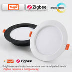 Tuya Smart Ultra-thin Embedded LED Downlight Bluetooth Zigbee Matter 3CCT Dimmable AC110V 220V Ceiling Lamp Indoor Lighting