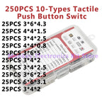 250PCS/1 Set  10-Types Tactile Push Button Switch Car Remote Control Keys Button Touch Micro switch