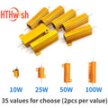 2PCS 100W 50W 25W 10W Aluminum Power 0.1~1Kohm Metal Shell Case Wirewound Resistor  Resistance Load Resistor 0.1ohm 3ohm  50ohm