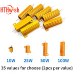2PCS 100W 50W 25W 10W Aluminum Power 0.1~1Kohm Metal Shell Case Wirewound Resistor  Resistance Load Resistor 0.1ohm 3ohm  50ohm