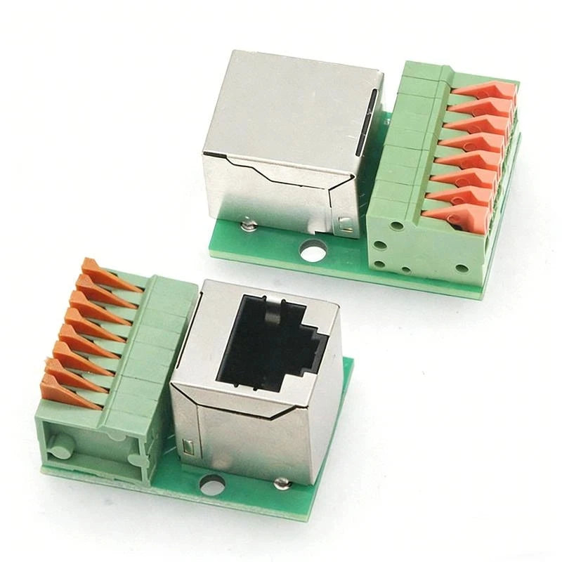 1Pc Data Adapter Board Female Socket Guide Rail Installation Terminals Connector RJ45 Network Port Terminal Block Welding Free