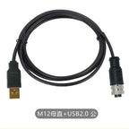 M12 to USB Cable Connector 4Pin 5 Pin A/D/B Code to USB Scanner Cable Industrial Camera USB to M12 Male Female Extension Line