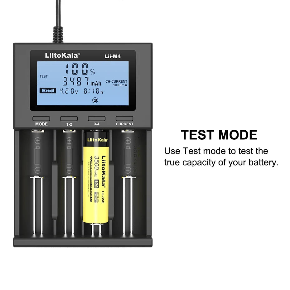 LiitoKala Lii-M4 M4S 18650 LCD Display Smart Charger Test Capacity Suitable For 3.7V 26650 18350 21700 18500 1.2V AA AAA 4 Slots