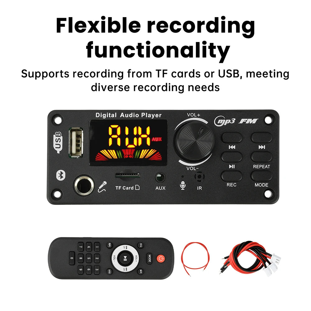 DC 7-24V MP3 Audio Decoder Module Bluetooth 5.0 Lossless Amplifier Decoder Board Music Playback Volume Controller 87.5-107.5MHz