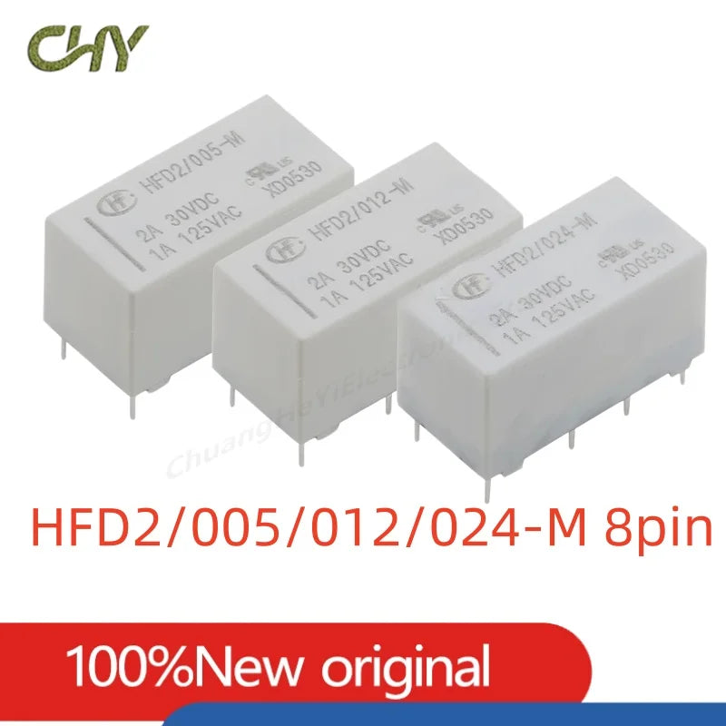 5V Coil Bistable Latching Relay DPDT 30VDC 2A 1A 125VAC HFD2-005/012/024-S-L2-D HFD2-005/012/024-M-L2-D HFD2-005/012/024-M/S