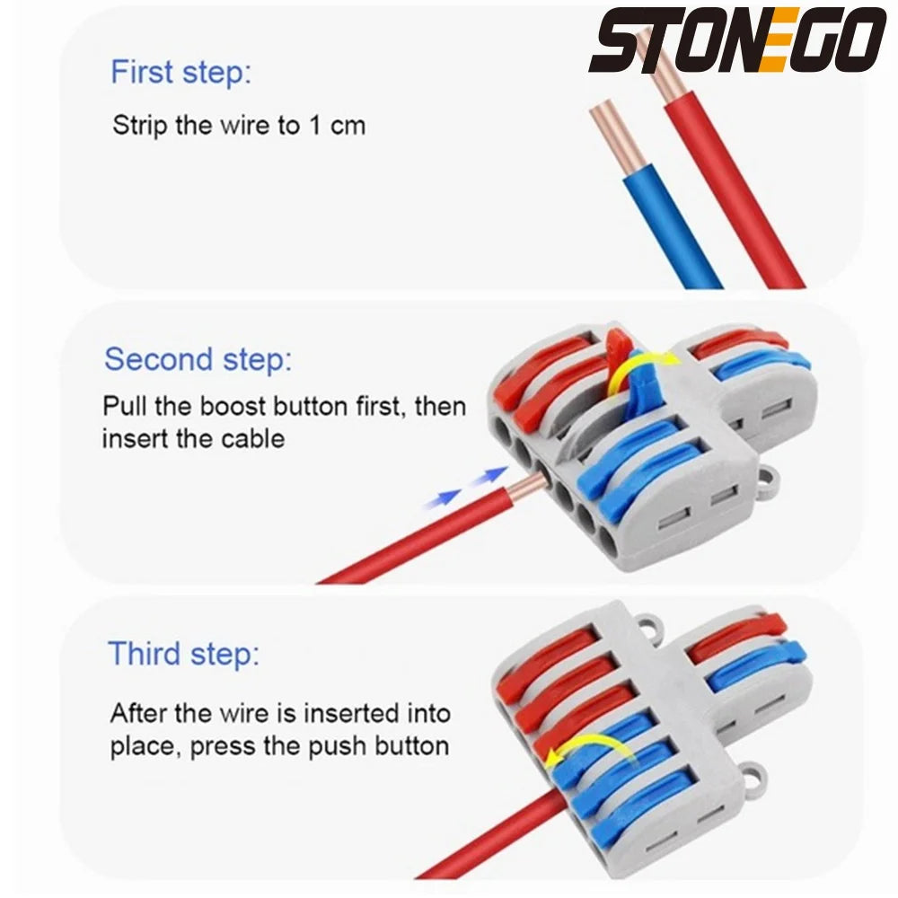 STONEGO Wire Fast Connector 2 In 4/6/8 Out Wire Splitter Terminal Compact Wiring Cable Connector