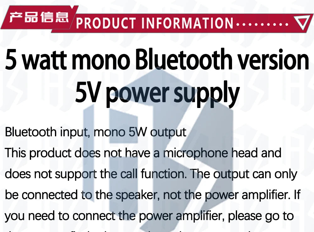 1PC Digital Lossless Music Amplifier: 5V 5W Mono Class D Bluetooth Preassembled Module Board