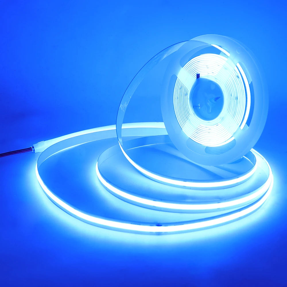 12V 5V USB COB LED Strip Light With 2Pin Wire 320 384 480 528 LEDs Flexible Tape Linear Lighting Warm White Pink Blue Red Yellow