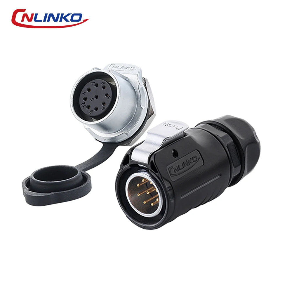CNLINKO M20 Industrial Circular Connector Waterproof IP68 Solder Type Male/Female Set for Energy Storage,Transportation & Marine