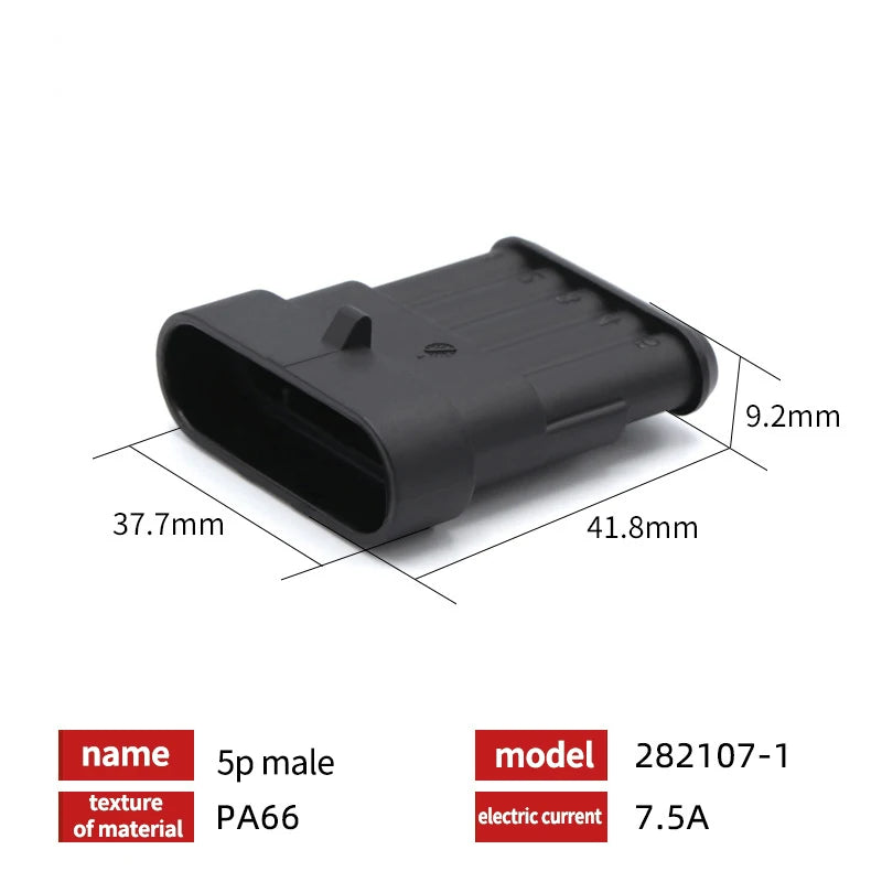 20/50/100Sets 1.5 Series AMP Automobile Connectors 1/2/3/4/5/6 Pin Super Seal Waterproof  Electrical Wire Connector PA66 Nylon