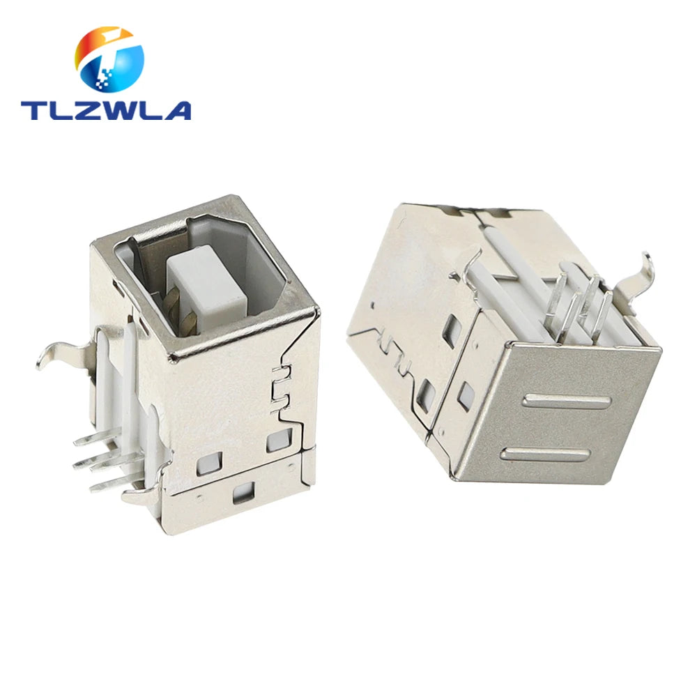 10Pcs Square USB Socket Usb B Type Female 90 Degree PCB Welding Parent Connector For Printer Data