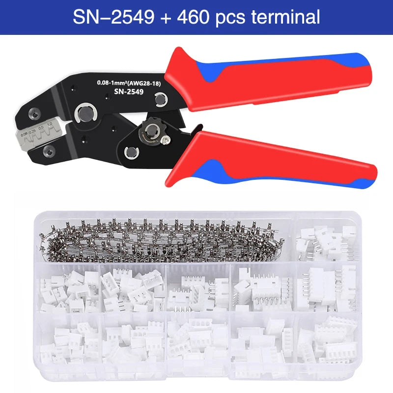 Ratcheting Crimping Plier for PH2.0/XH2.54/2.54/2.8/3.0/3.96/4.8/KF2510/JST Terminal Dupont Connectors Crimper Tool SN-2549