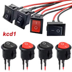 5Pcs KCD1 Mini Rocker Switch 6A/250V 10A/125V Power Switch ON OFF with Wire Cable Toggle Switch for Car Automotive Boat