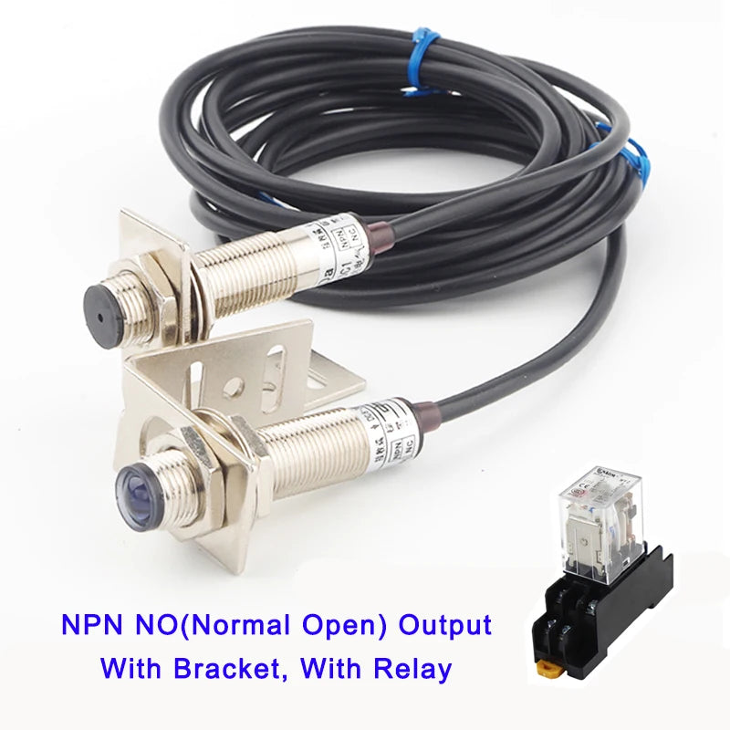 M12 Waterproof Laser Photoelectric Beam Sensor Switch 20 Meters Distance NPN PNP Output