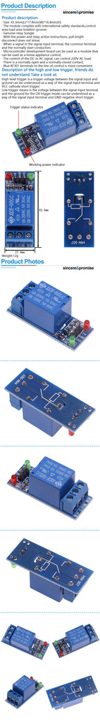 1 Channel One Way 5V 12V Low Level Trigger Relay Module Microcontroller Development Expansion Board  For Arduino PIC AVR DSP ARM