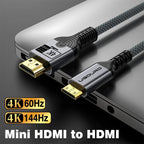 UGOURD 4K 144Hz HDMI to Mini HDMI Cable Bi-Directional Micro/Mini HDMI to HDMI Cable 4K@60Hz for Raspberry Pi Camera DV 2K165Hz