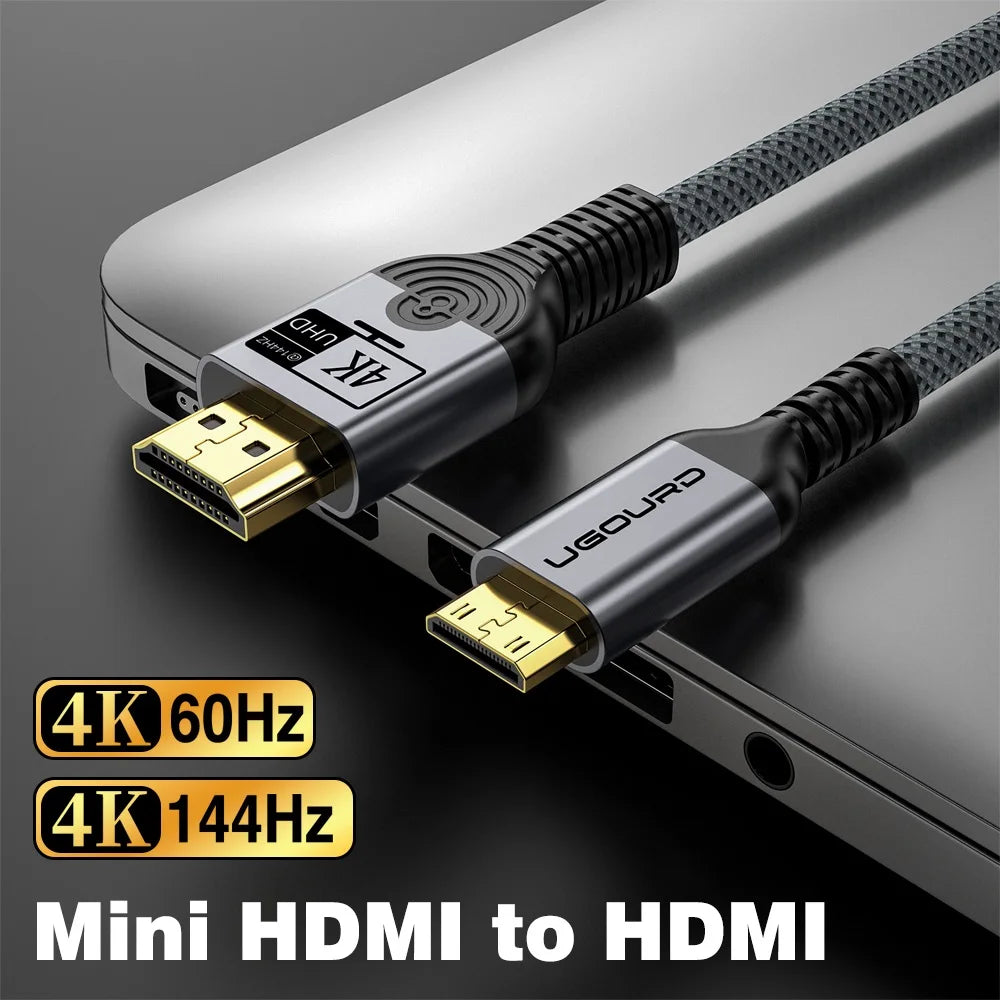 UGOURD 4K 144Hz HDMI to Mini HDMI Cable Bi-Directional Micro/Mini HDMI to HDMI Cable 4K@60Hz for Raspberry Pi Camera DV 2K165Hz