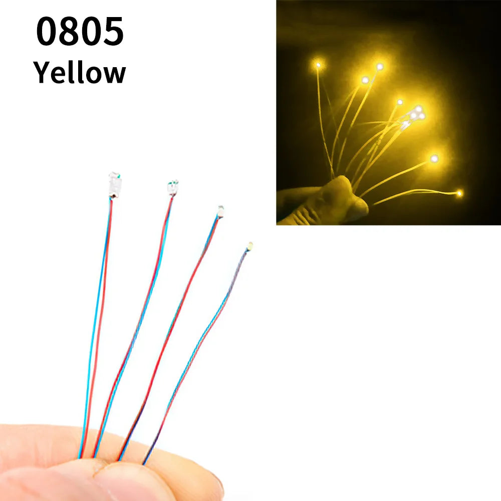 10pcs/Bag 0805 1206 SMD Lamp Wired Micro Litz Led Pre-Soldered Chip Wired 3V Railway Model Toy Light DIY Leads Wires 30cm