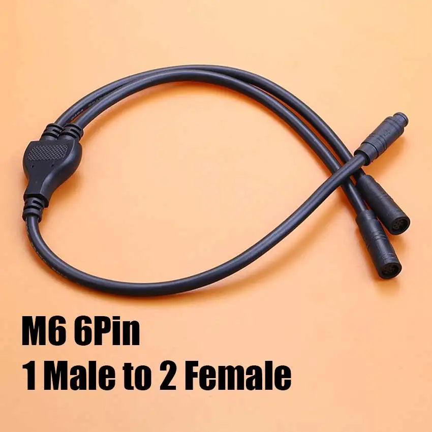 40cm M6 M8 1 Male To 2 Female Splitter Connector 2/3/4/5/6 Pin Waterproof Electric Butt Cable Plug Cord For E-Bike Signal Sensor
