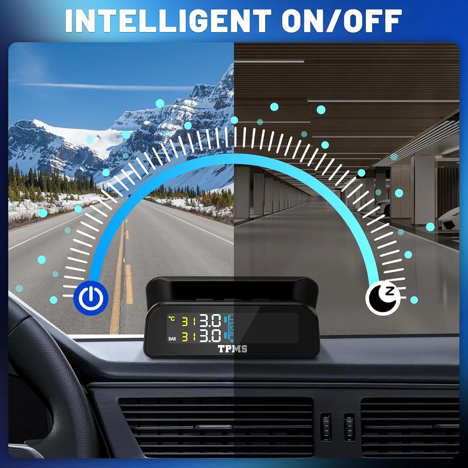 Tire Pressure Monitoring System with Solar Charge LCD Display Real TimeTPMS with 4 External Sensors For Car RV SUV MPV Truck