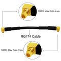 New MMCX  Male  Right Angle Switch  MMCX  Male 90-Degree Straight Pigtail Cable RG174 10/15/20/30/50/100cm Wholesale