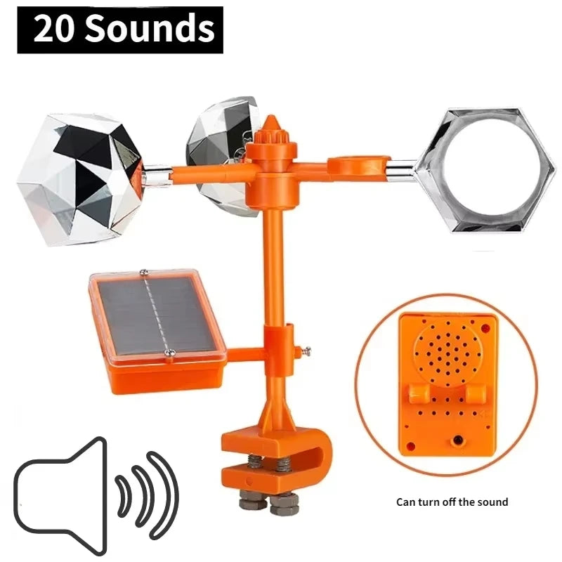 Solar Wind Powered Bird Repeller, 360° Outdoor Reflective Scare Device with Sound Deterrent for Garden Farm Yard Protection