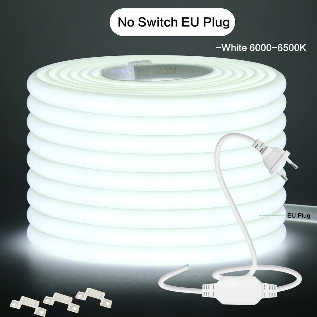 220V COB LED Strip Light With Switch/Dimmer Plug Super Bright 288LEDs/M IP65 3000K 4000K 6000K High Quality Indoor Outdoor Decor