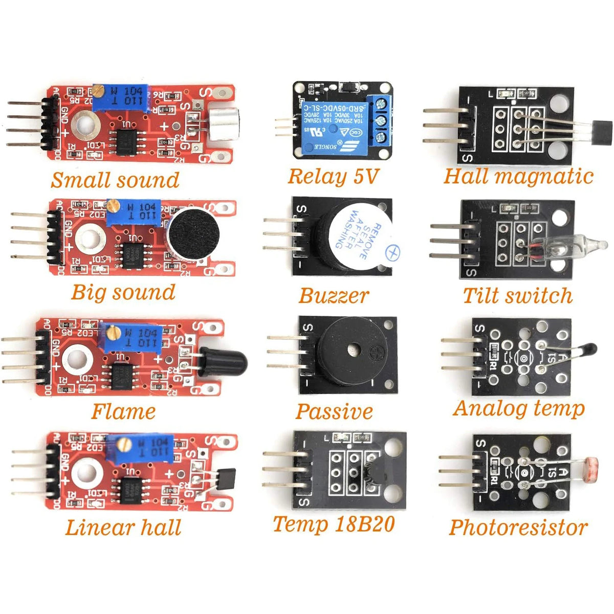 37 in 1 Sensor Kit for Arduino with Tutorial,Sensors Modules Compatible for Arduino and Raspberry Pi Programming,Active Buzzer