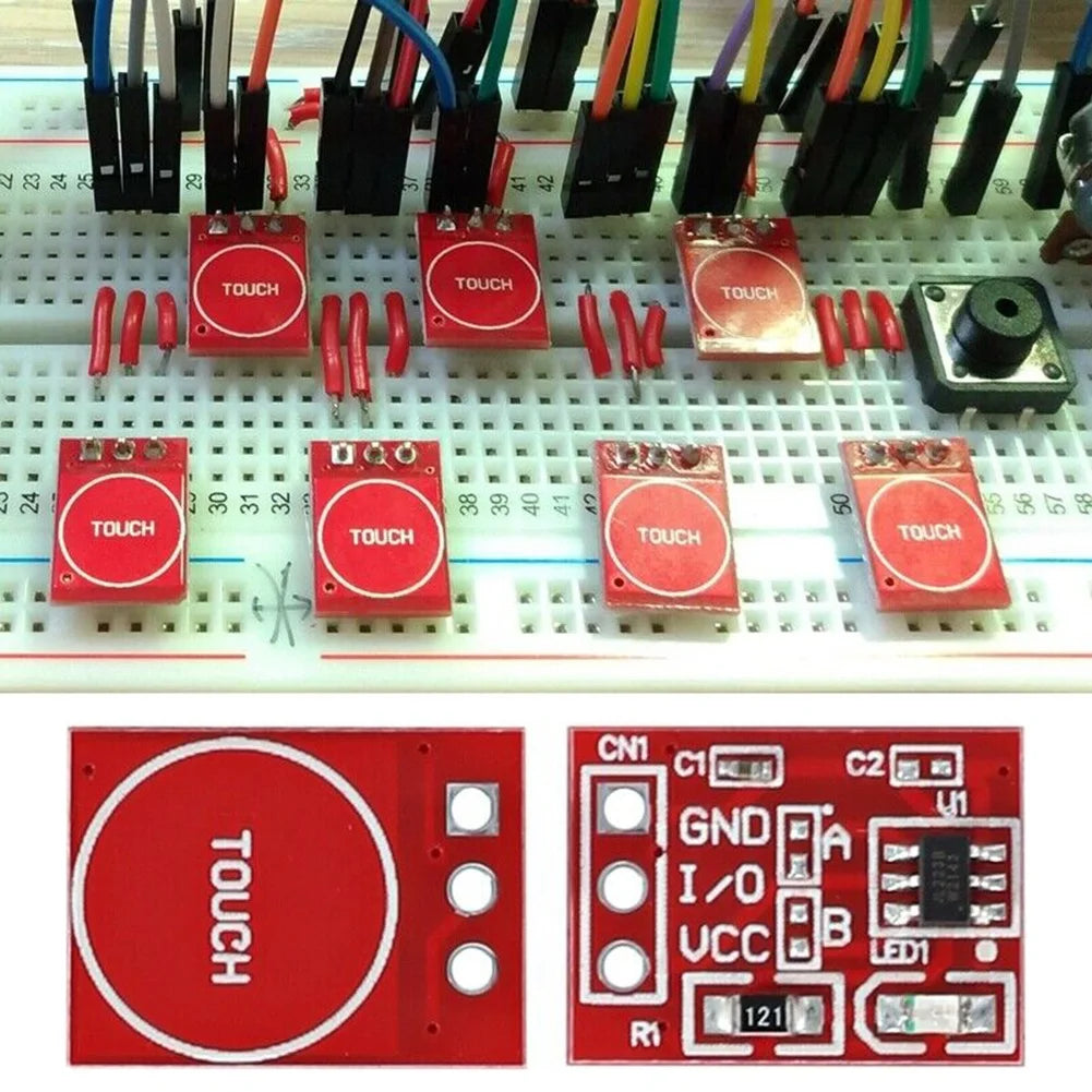 20pcs TTP223 Capacitive Touch Button with Self-Locking Capability and Standard Pinout for Breadboard and PCB Mounting