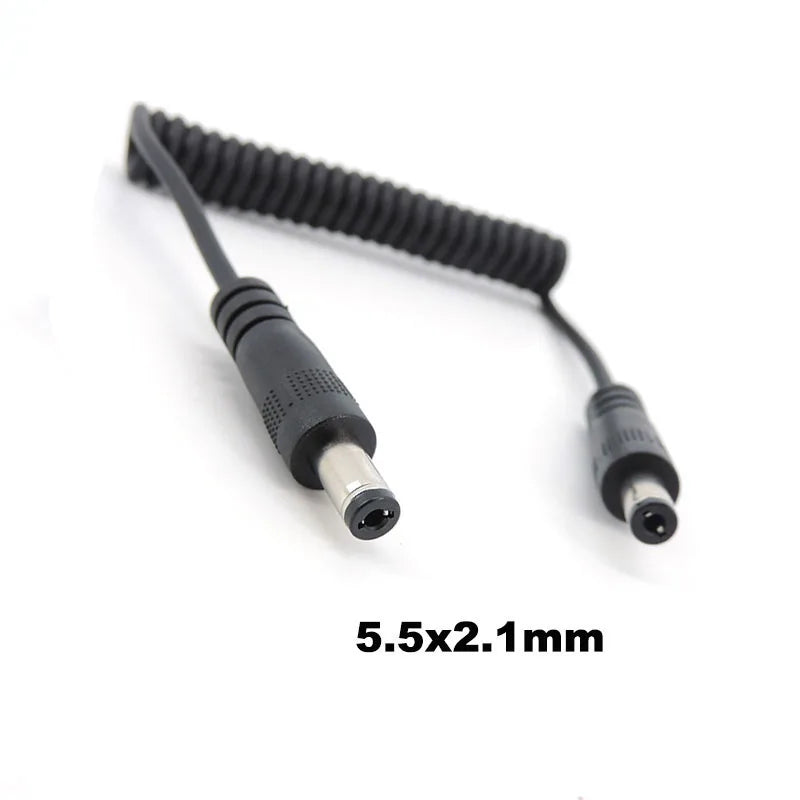 1m DC male to male right Angel Spring Cable connector 5.5mm x 2.1mm straight Plug Power charger 5.5 x 2.5 2.1 mm Extension Cord