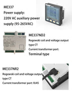 Three Phase Multi-function Smart Meter ME337 RS485 Rogowski coil LCD Digital Power Energy Panel meter