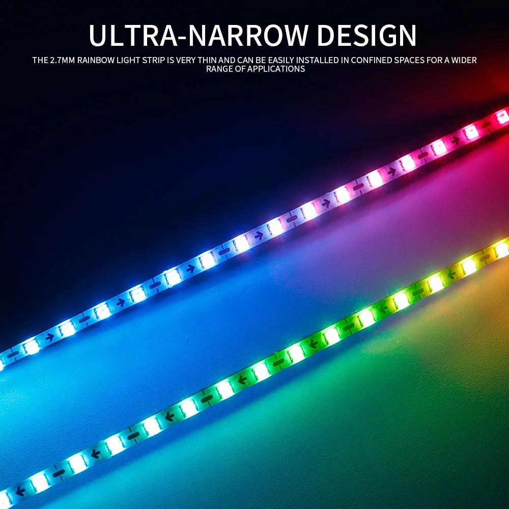 DC5V/12V RGB Dream Color Changing LED Strip Lights WS2812 2020 Ultra Narrow 2.7mm 160Leds/m Smart Individually Addressable Digit