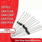 20 Pcs 1N4733A 1N4734A 1N4735A 1N4742A Zener Diode 1W DO-41 Voltage Regulator 5.1V 5.6V 6.2V 12V For Voltage Reference Diode