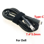 1Pcs Type C Male to DC 7.4*5.0mm 100W 5A PD Decoy Trigger Adapter Cable USB-C PD Chip Charging Line for HP Dell Notebook