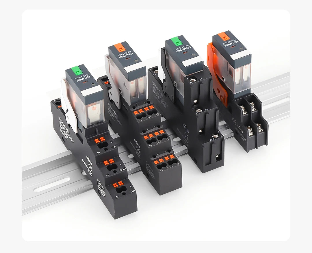 ENMG RXG Slim Power Relay 12A 24VDC/220VAC Coil, DIN Rail Mount Industrial Relay for PLC Control System