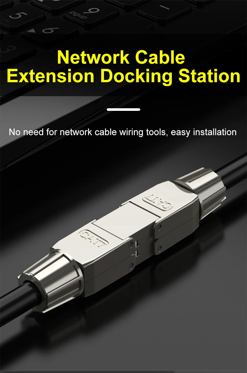 CAT6 Cat6A Cat7 Network Cable Extender Junction Adapter Connection Box RJ45 Lan Extension Connector Full Shielded Toolless Crim