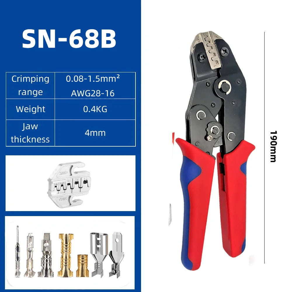 Crimping Tool For Dupont JST MOLEX Terminals,No/Pre Insulated Ferrules,Butt Connectors,Solar & Coax Connectors SN-58B 2549 2546B