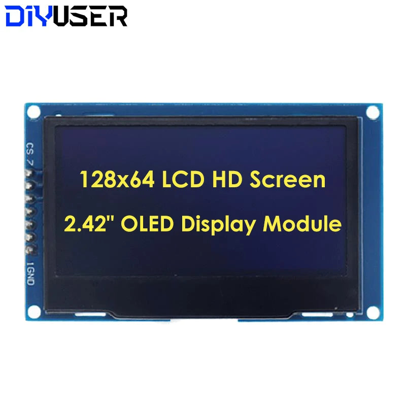 DIYUSER 2.4" 2.42 Inch 128x64 OLED LCD Display Module SSD1309 12864 4 Pin IIC I2C SPI Serial Interface C51
