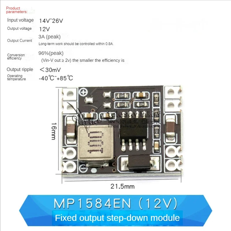 1PCS DC-DC 3A 5A Adjustable Step-down Power Module Board Voltage Stabilizing Aircraft Model MP1584EN 24V 12V 9V To 5V