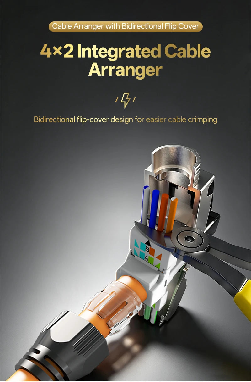Cat7 Tool‑Free RJ45 Connector Shielded Reusable Field Termination Zinc‑Alloy No Crimp for CAT7 CAT6A STP Network Cabling Project