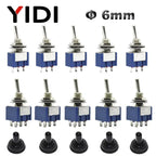 5pcs 10pcs MTS-102 103 MTS-202 203 Toggle Switch 6A 125VAC on on SPDT 6mm Mini Switch DPDT on off on Waterproof Cap