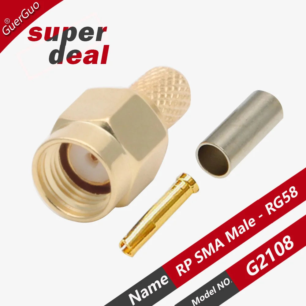 1PC RP SMA Male Plug Female Jack Right Angle Connector Solcering Crimp Adapter RG58 3DFB/LMR200 SYV 50-3 RF Coaxial Connectors