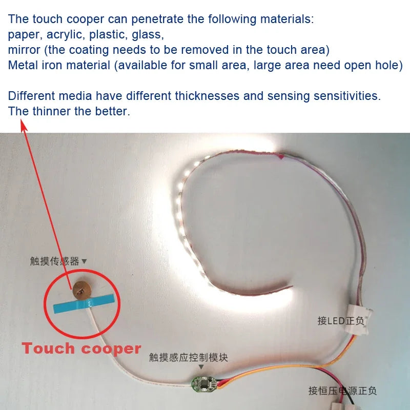 Mini Touch Switch Sensor Dimmable Switch Button Smart Home Switch Controller for DC3.7-24V Closet Corridor LED Strip Customized