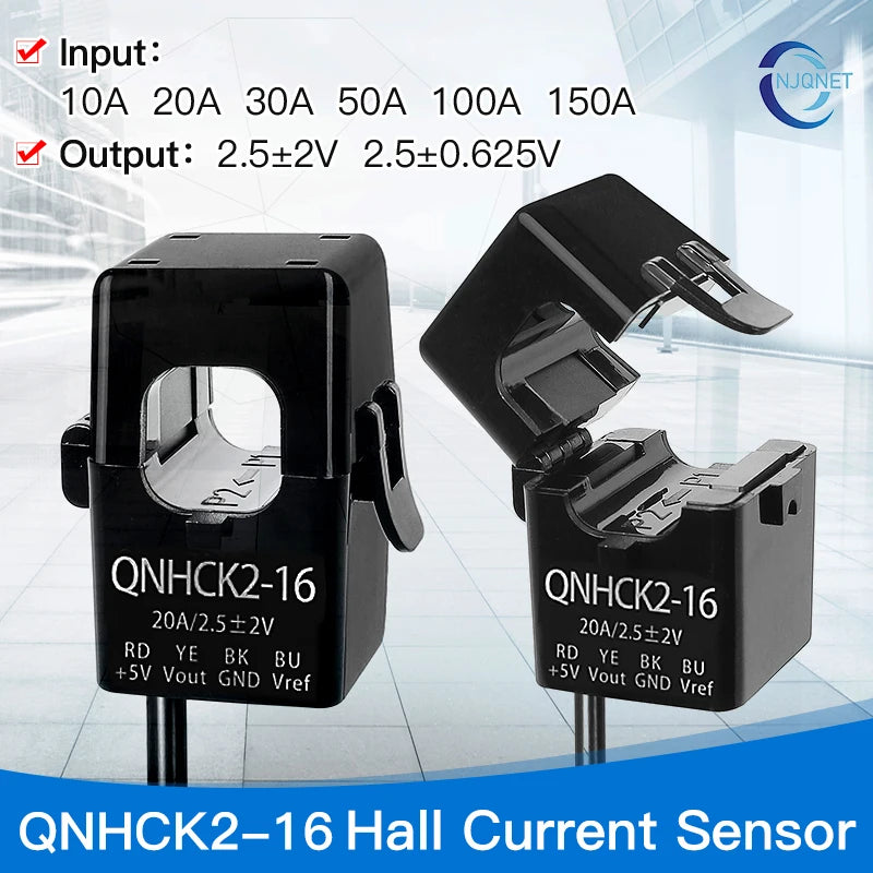 Hall Current Sensor QNHCK2-16 10A 20A 50A 100A 2.5±2V 2.5V 0.625V DC Split Current Transformer Clamp CT Current Transducer