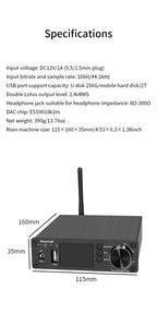 HiFi Bluetooth 5.3 Audio Receiver DAC Preamp with ESS9018K2M, 32bit/192kHz, Optical Coaxial Input, RCA/3.5mm Output
