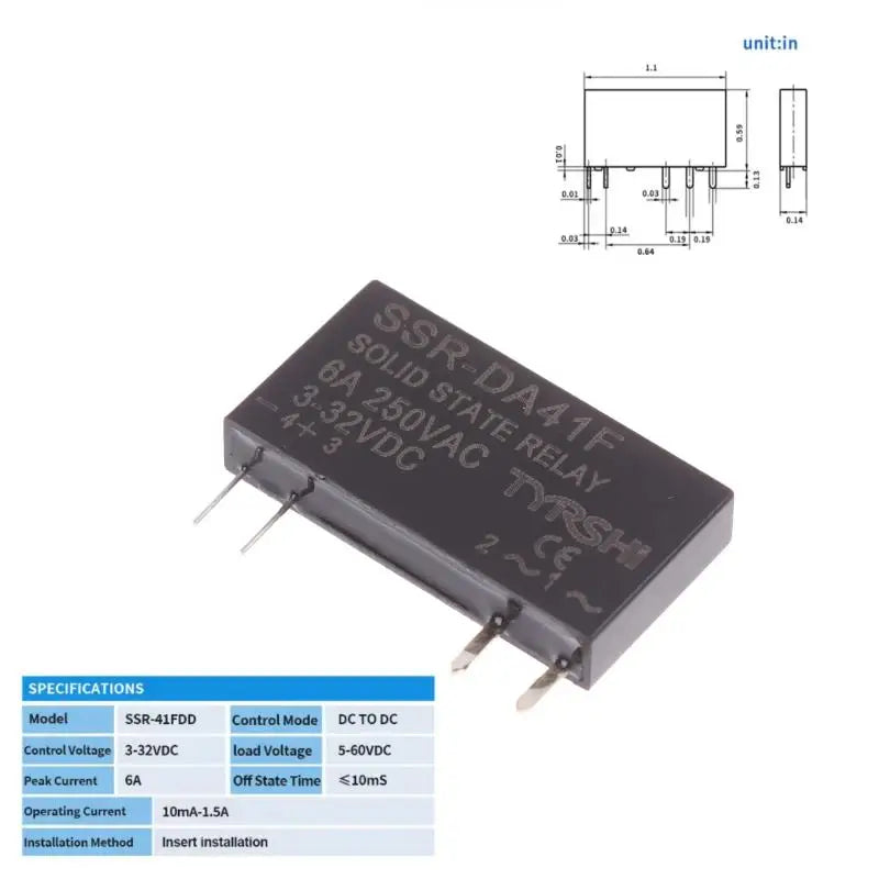 Solid State Relay Slim Relay SSR Non-contact DC To AC DC To DC SSR-41FDA SSR-41FDD DIN Rail Relay 6A