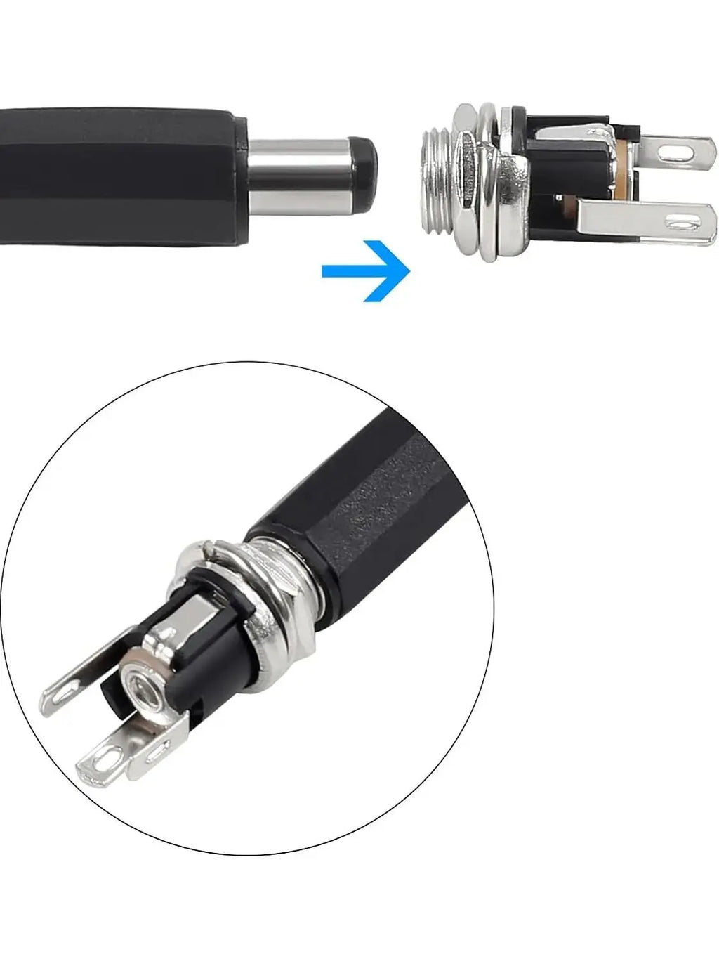 5Pairs 5.5x2.1mm DC Power Supply Male Plug + Female Jack Panel Mount Solder Wire Connector 5.5 * 2.1mm DC Plug Socket Connector