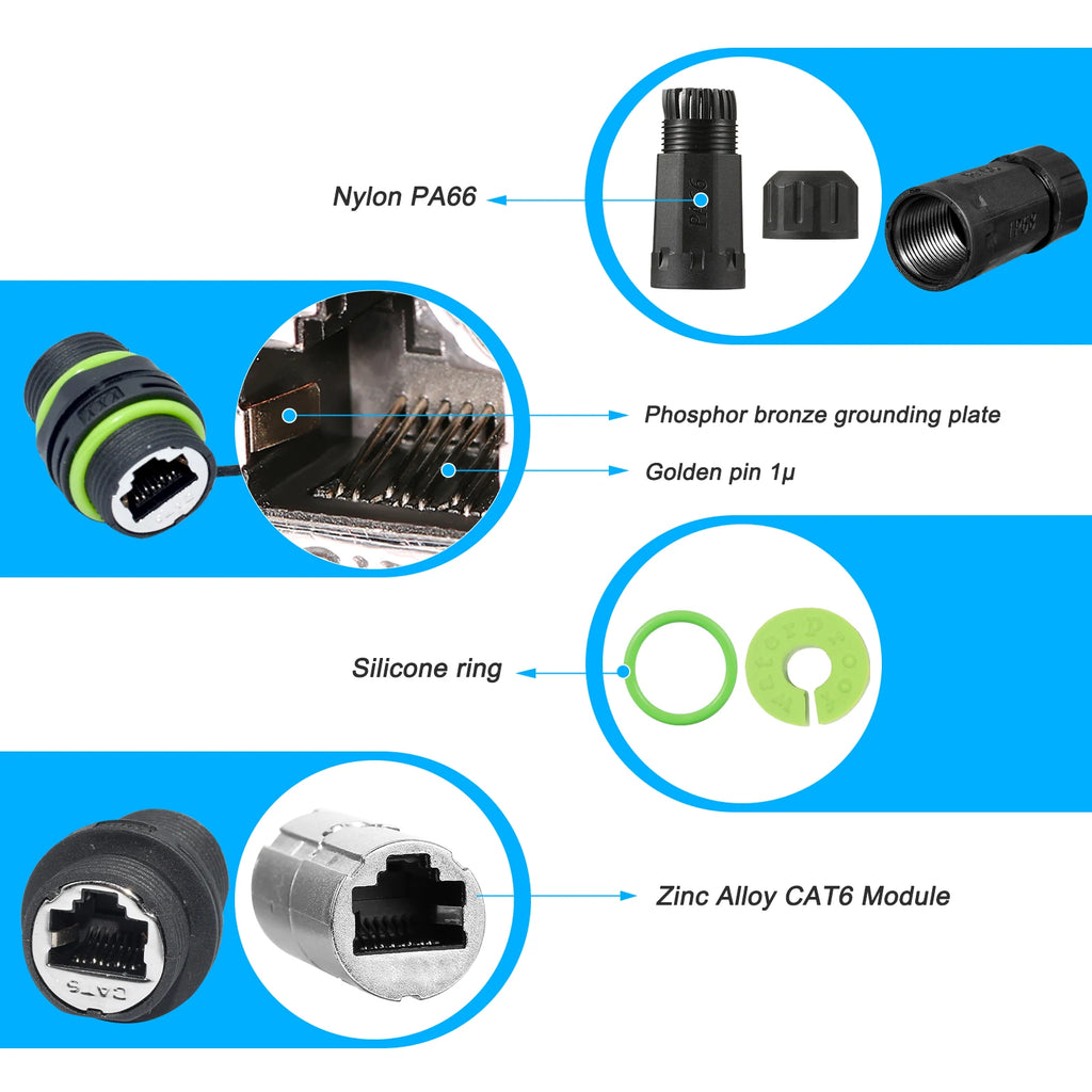YXY RJ45 Docking Connector Ethernet Network Panel Mount Waterproof IP68 Header Outdoor Broadband Network Cable Extender