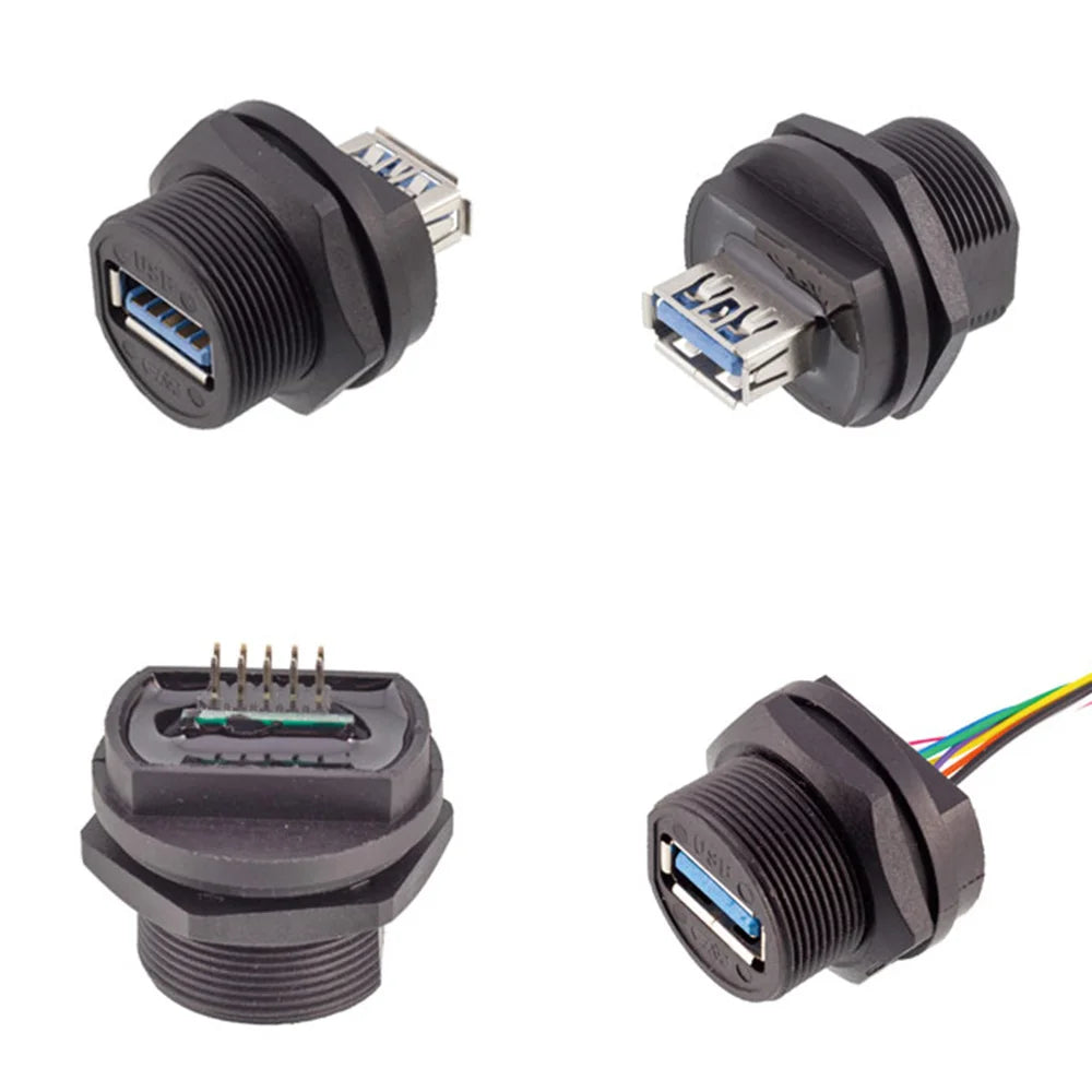 New D Type Chassis Connector USB Micro Type C HDMI-compatible Female to Female Converter Panel Mount DIY Jack with Dust Cover